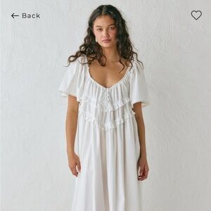 NWT VRG GRL La Prairie Smock Midi Dress White Ruffle Dress, sz 12